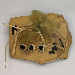Vintage Handmade Gourd Brooch Pin Natural Mixed Media Abstract Artisan Jewelry